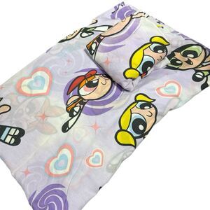 Vintage Y2K Power Puff Girls Twin Sheet Set Fitted And Flat Purple Lavender